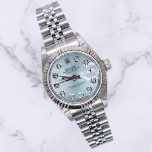 Ladies Rolex Datejust 26mm in Steel & Gold - Ice Blue Diamond Dial – Box & Papers - MINT!
