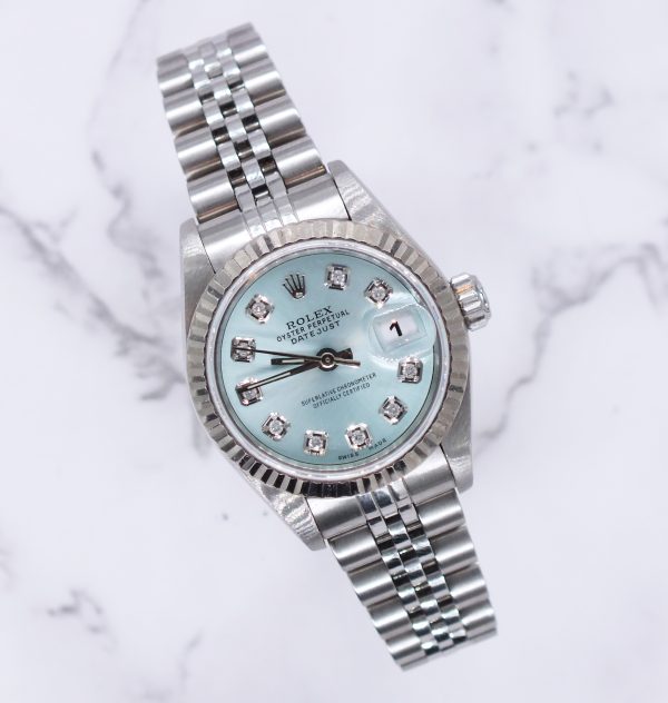 Ladies Rolex Datejust 26mm in Steel & Gold - Ice Blue Diamond Dial – Box & Papers - MINT!