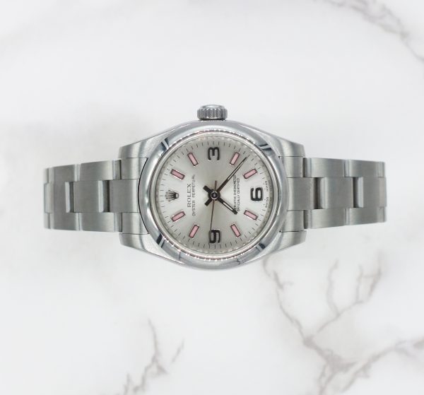 Pink / Silver Rolex Oyster Perpetual 176200 with Box and Papers 2011 (Card). - Image 2