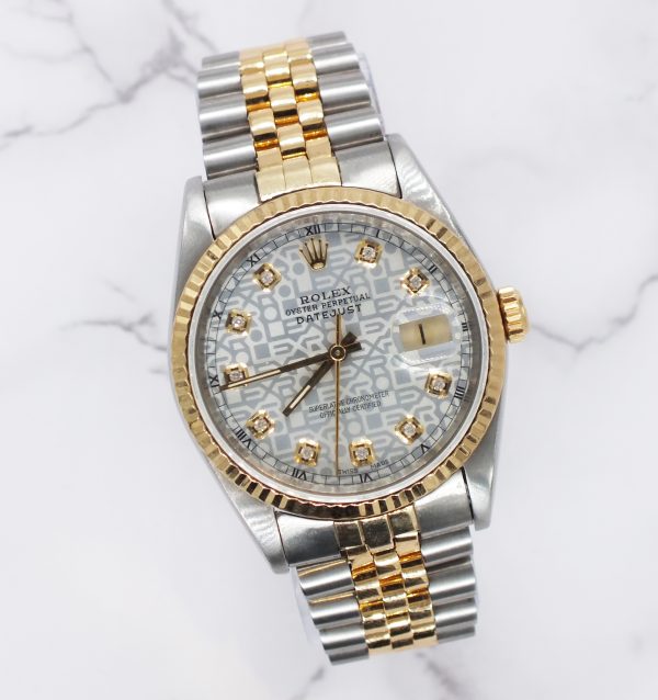 Gents Steel & Gold Rolex Datejust 36mm Silver Jubilee Diamond Dial - Papers. - Image 5