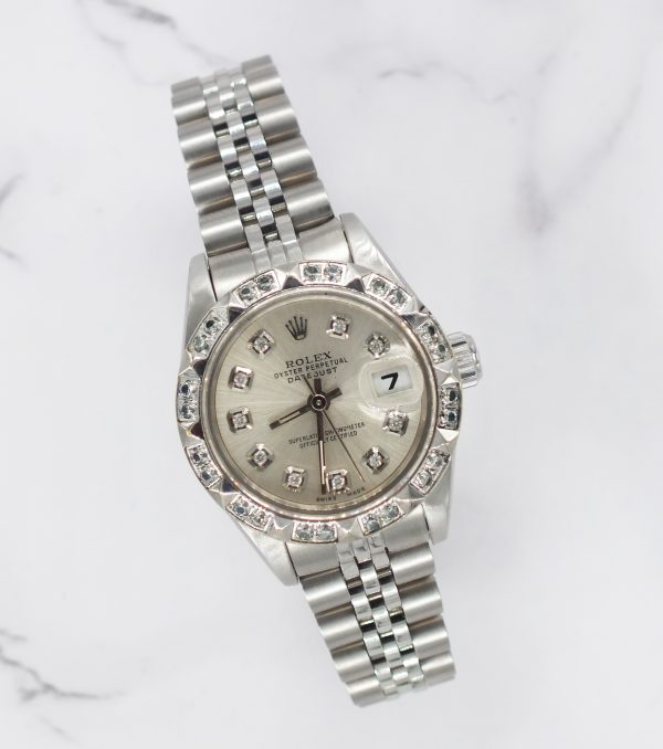Ladies Diamond Dial & Bezel Rolex Oyster Perpetual Datejust – Box & Papers - Image 5