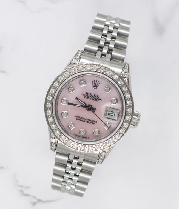 Ladies Rolex Datejust in Steel & White Gold with Diamond Dial, Bezel & Shoulders - Image 3