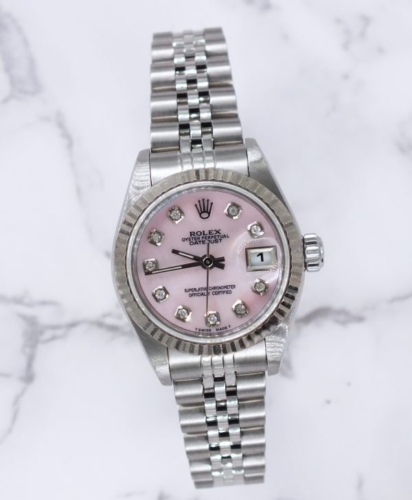 Ladies Steel & White Gold Rolex Datejust Pink - MOP Diamond Dial - Box & Paper - Image 5