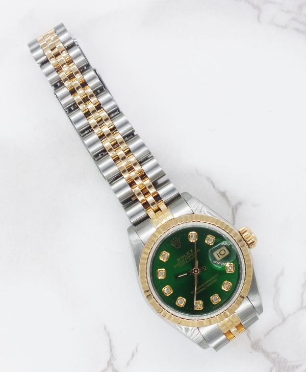 Beautiful Ladies Rolex Datejust with Green Diamond Dial – BOX & PAPERS - Image 5
