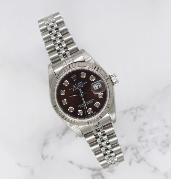Ladies Steel & White Gold Rolex Datejust with Chocolate Diamond Dial Box / Paper - Image 4