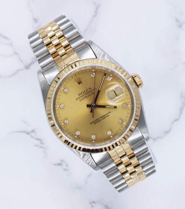 Gents Rolex Datejust in Steel & Gold with Factory Diamond Dial - Box / Papers. - Image 5