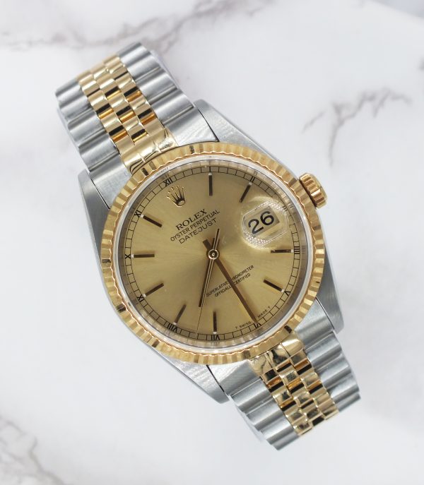Classic Gents Steel & Gold Rolex Oyster Perpetual Datejust 36mm with Box & Paper - Image 5