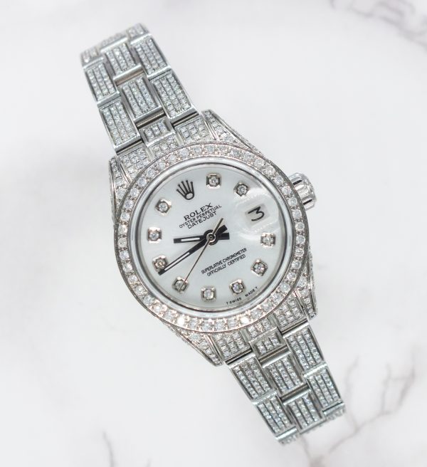 Stunning Ladies 26mm FULL DIAMOND Rolex Datejust with Box. - Image 4