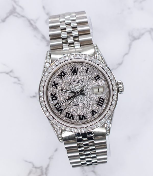 Gents Rolex Datejust 36mm with Pave Diamond Dial, Diamond Bezel and Shoulders. - Image 5