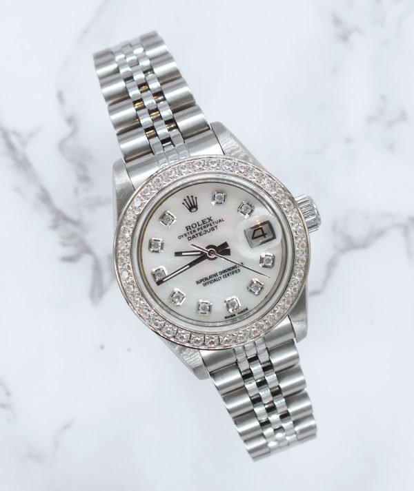 Ladies Steel & White Gold Rolex Datejust - White MOP Diamond Dial & Bezel. Box & Papers. - Image 5