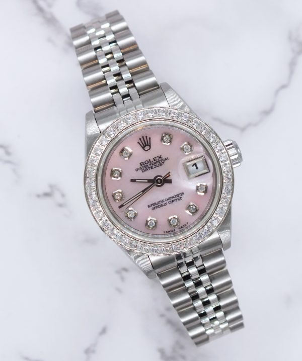 A Ladies Rolex Datejust with Pink MOP Diamond Dial & Bezel - Box and Papers. - Image 5