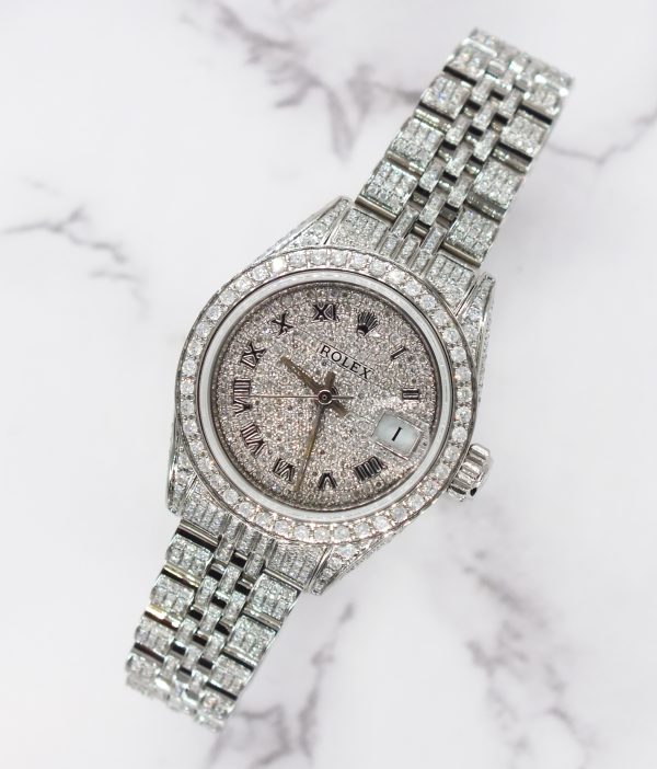 Stunning Ladies Rolex Datejust with Full Diamond Dial, Bezel & Bracelet - Boxed - Image 4
