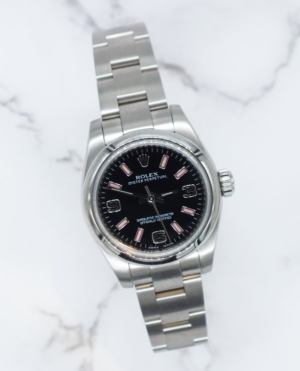 Ladies Rolex Oyster Perpetual 176200 Black & Pink Dial with Box & 2012 Card. - Image 5