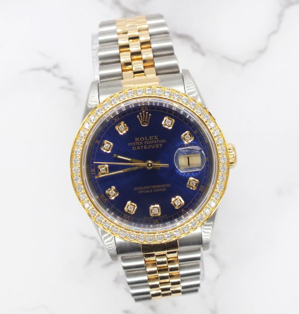 Beautiful Mens Rolex Datejust 16233 with Blue Diamond Dial - Box and Papers. - Image 5