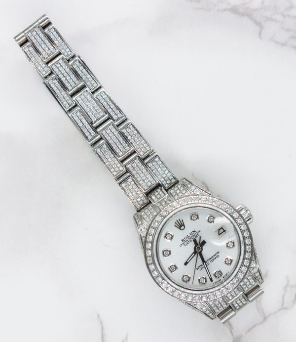 Stunning Ladies 26mm FULL DIAMOND Rolex Datejust with Box. - Image 5