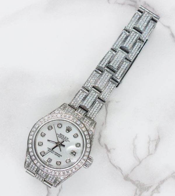 Stunning Ladies 26mm FULL DIAMOND Rolex Datejust with Box. - Image 6