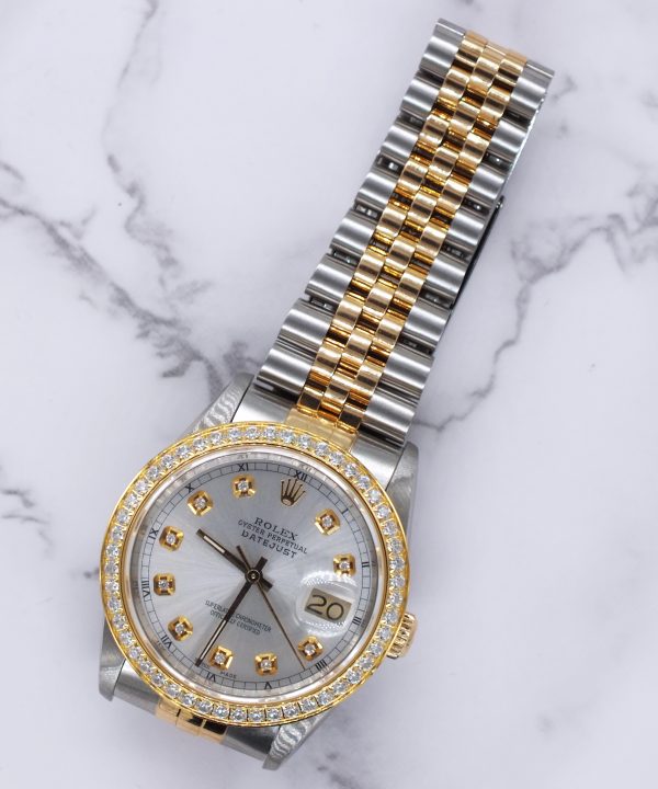 MINT! Mens Rolex Datejust - Silver Diamond Dial & Diamond Bezel - Box & Papers - Image 7