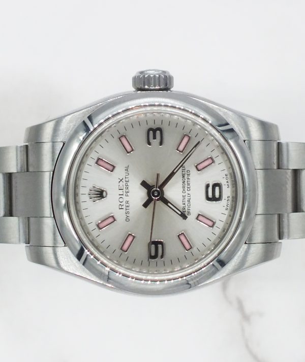 Pink / Silver Rolex Oyster Perpetual 176200 with Box and Papers 2011 (Card). - Image 3