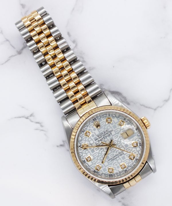 Gents Steel & Gold Rolex Datejust 36mm Silver Jubilee Diamond Dial - Papers. - Image 6