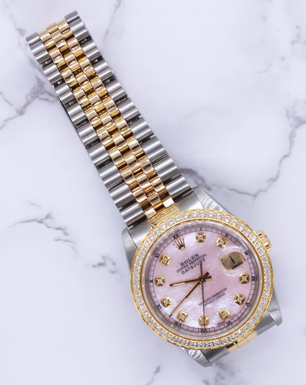Gents Steel & Gold Rolex Datejust 16233, Pink MOP Diamond Dial with Box & Papers. - Image 6