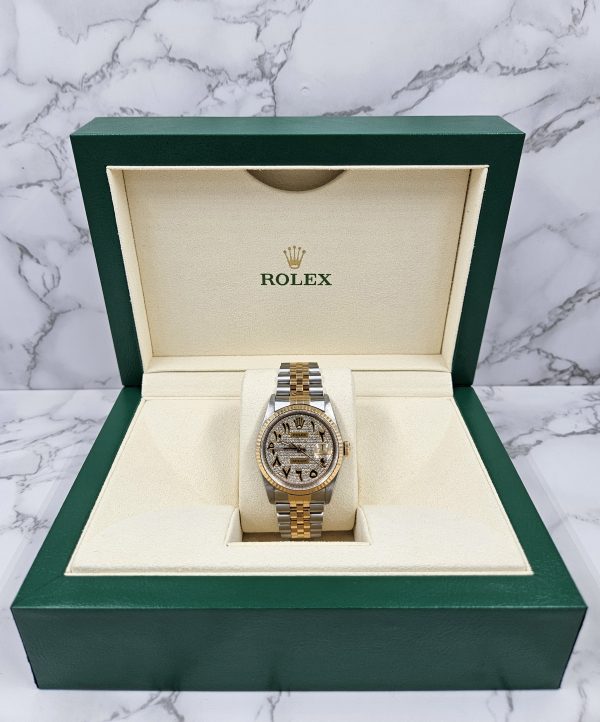 Gents Steel & Gold Rolex Datejust with Pave Arabic Diamond Dial - Box & Papers. - Image 6