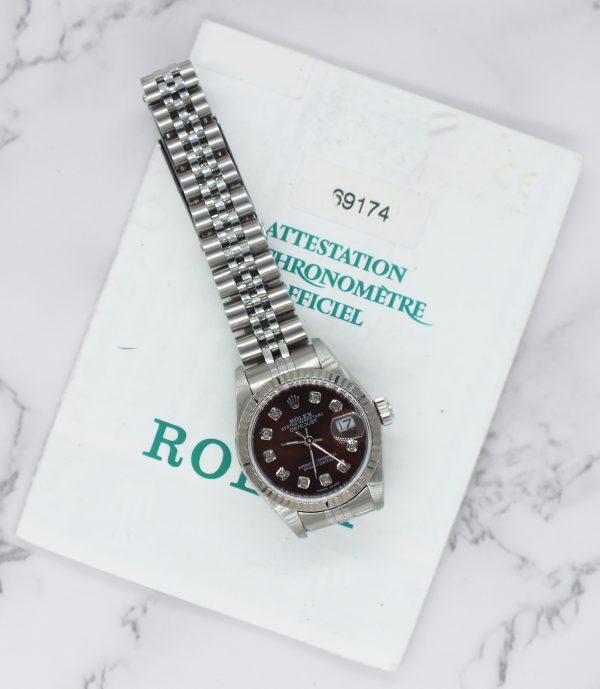Ladies Steel & White Gold Rolex Datejust with Chocolate Diamond Dial Box / Paper - Image 5
