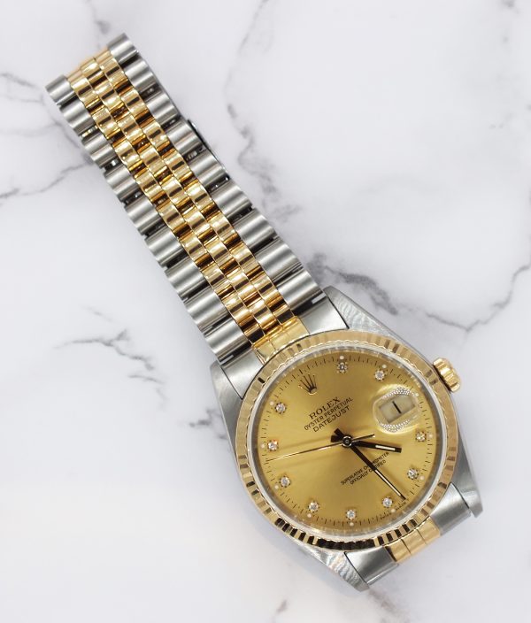 Gents Rolex Datejust in Steel & Gold with Factory Diamond Dial - Box / Papers. - Image 6