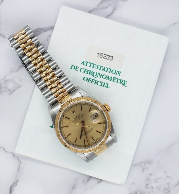 Classic Gents Steel & Gold Rolex Oyster Perpetual Datejust 36mm with Box & Paper - Image 6