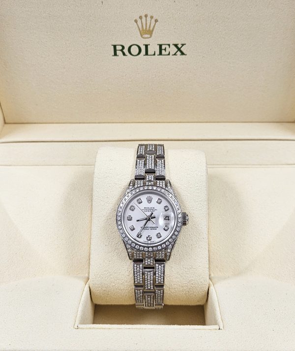 Stunning Ladies 26mm FULL DIAMOND Rolex Datejust with Box. - Image 8