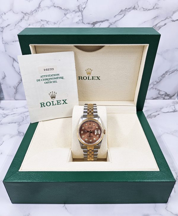 Rolex Datejust 16233 in Steel & 18ct Yellow Gold, Copper Dial - Box & Papers - Image 8