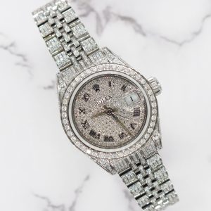 Stunning Ladies Rolex Datejust with Full Diamond Dial, Bezel & Bracelet - Boxed