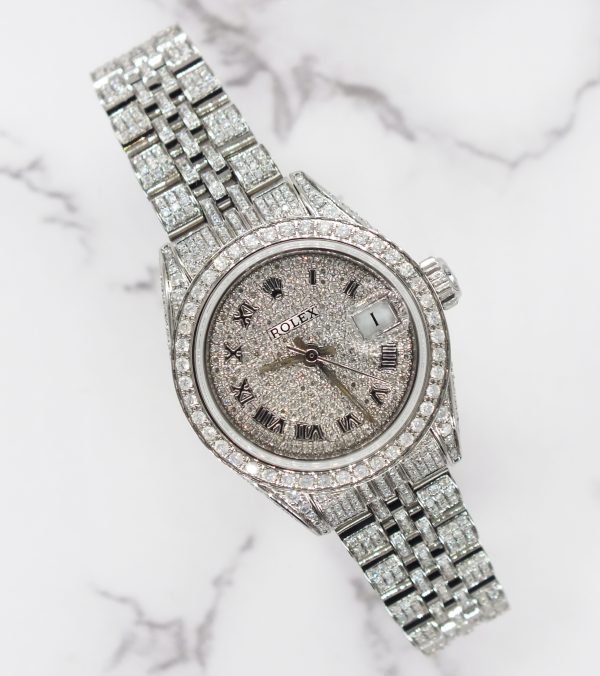 Stunning Ladies Rolex Datejust with Full Diamond Dial, Bezel & Bracelet - Boxed