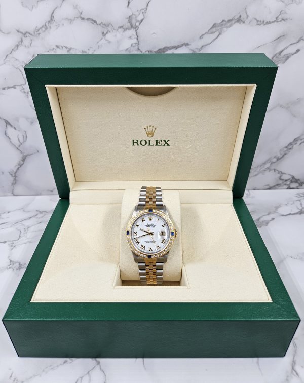 Stunning Gents Steel & 18k Gold Rolex Datejust with Roman Dial & Diamond Bezel. - Image 6
