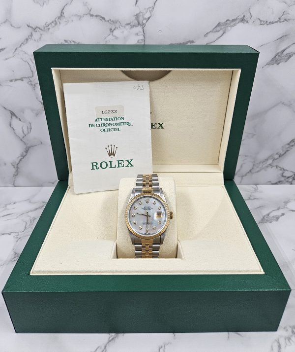 Mens Rolex Datejust 16233 with White MOP Diamond Dial - Box / Papers. - Image 6