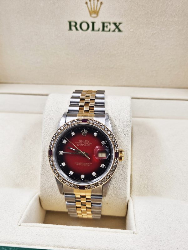 Gents Steel & Gold Rolex Datejust with RED Diamond Dial & Diamond / Ruby Bezel. - Image 9