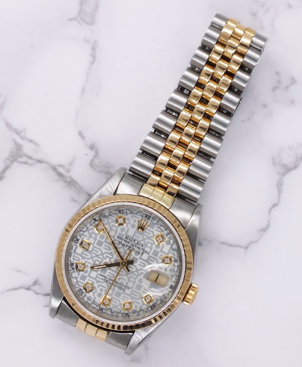 Gents Steel & Gold Rolex Datejust 36mm Silver Jubilee Diamond Dial - Papers. - Image 7
