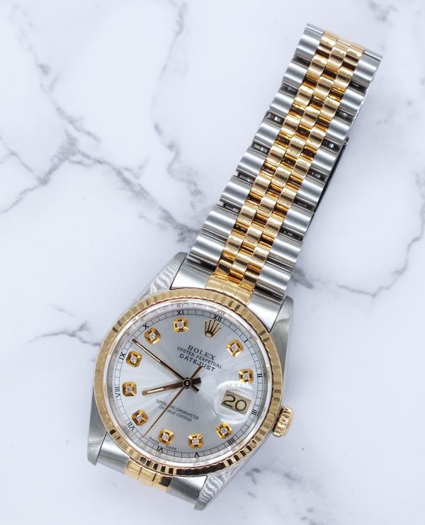 Mens Rolex Oyster Perpetual Datejust - Silver Diamond Dial - Box / Papers. - Image 7