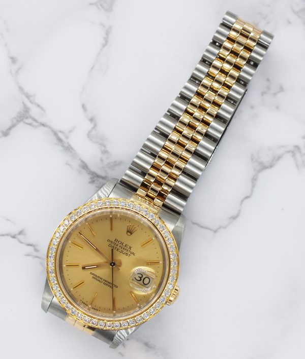 Mens Rolex Datejust in Steel & 18ct Gold with Diamond Bezel - Rolex Box & Papers - Image 7