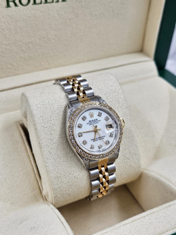 Ladies Rolex Datejust 'Fully Loaded' with Diamond Dial, Bezel & Shoulders - MINT - Image 6