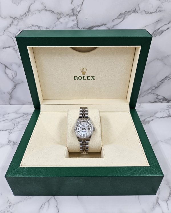 Ladies Steel & White Gold Rolex Datejust - White MOP Diamond Dial & Bezel. Box & Papers. - Image 6