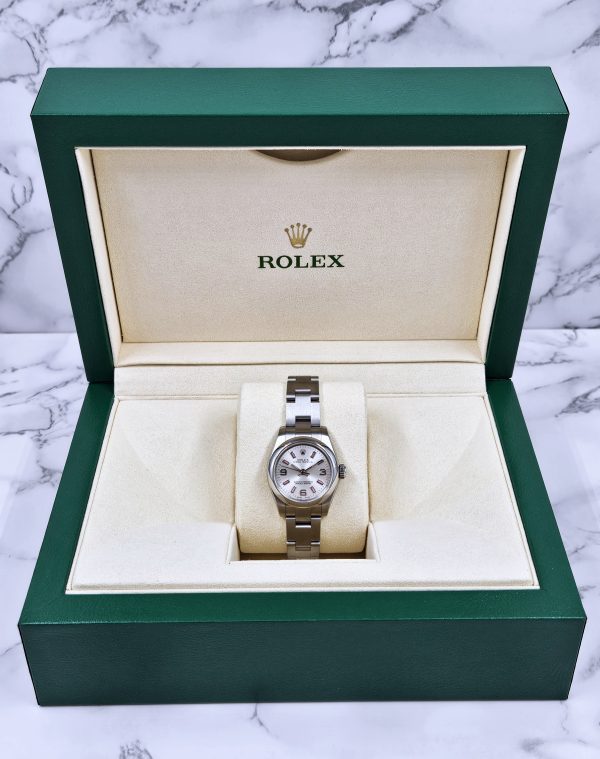 Pink / Silver Rolex Oyster Perpetual 176200 with Box and Papers 2011 (Card). - Image 7