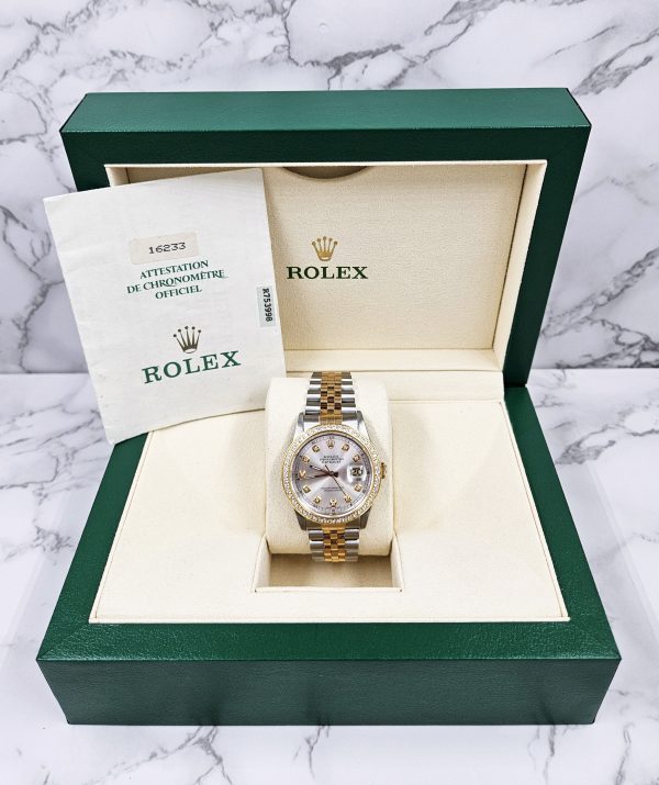 MINT! Mens Rolex Datejust - Silver Diamond Dial & Diamond Bezel - Box & Papers - Image 9
