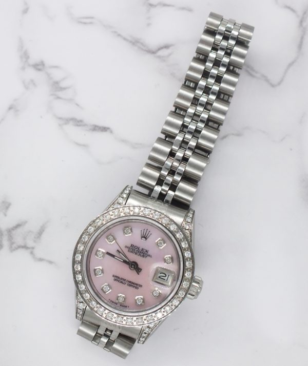 Ladies Rolex Datejust in Steel & White Gold with Diamond Dial, Bezel & Shoulders - Image 6
