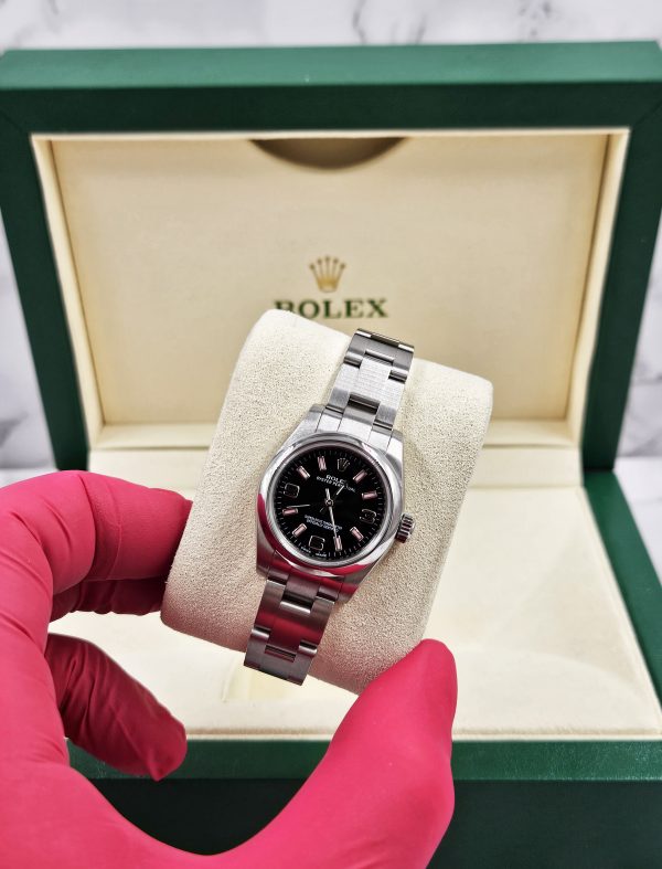 Rolex Oyster Perpetual Black & Pink Dial 176200 with Box and Papers 2012 (Card). - Image 5