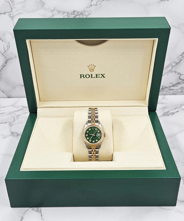 Beautiful Ladies Rolex Datejust with Green Diamond Dial – BOX & PAPERS - Image 8