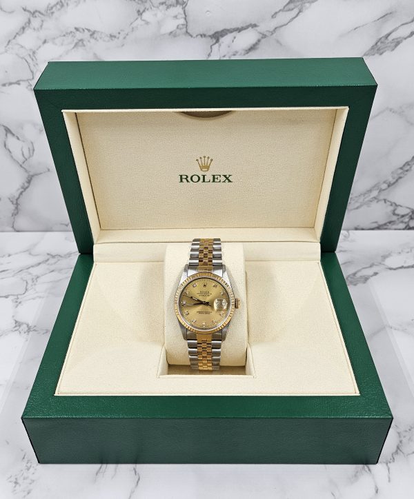 Gents Rolex Datejust in Steel & Gold with Factory Diamond Dial - Box / Papers. - Image 10