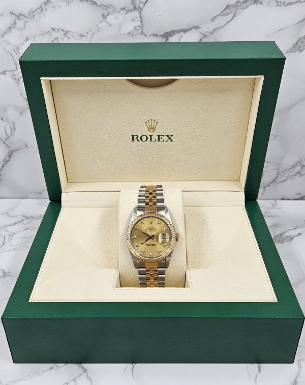 Gents Steel & Gold Rolex Datejust with Factory Diamond Dial - Box and Paper - Image 8