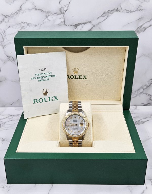 Gents Steel & Gold Rolex Datejust with MOP Diamond Dial & Diamond Bezel - B&P! - Image 8