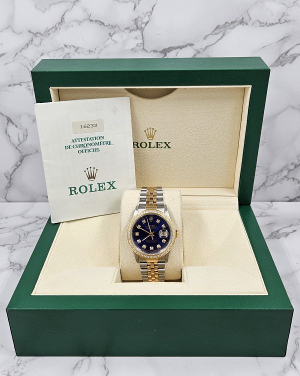 Beautiful Mens Rolex Datejust 16233 with Blue Diamond Dial - Box and Papers. - Image 8