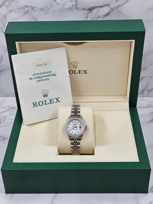 Ladies Steel & White Gold Rolex Datejust - White MOP Diamond Dial & Bezel. Box & Papers. - Image 7